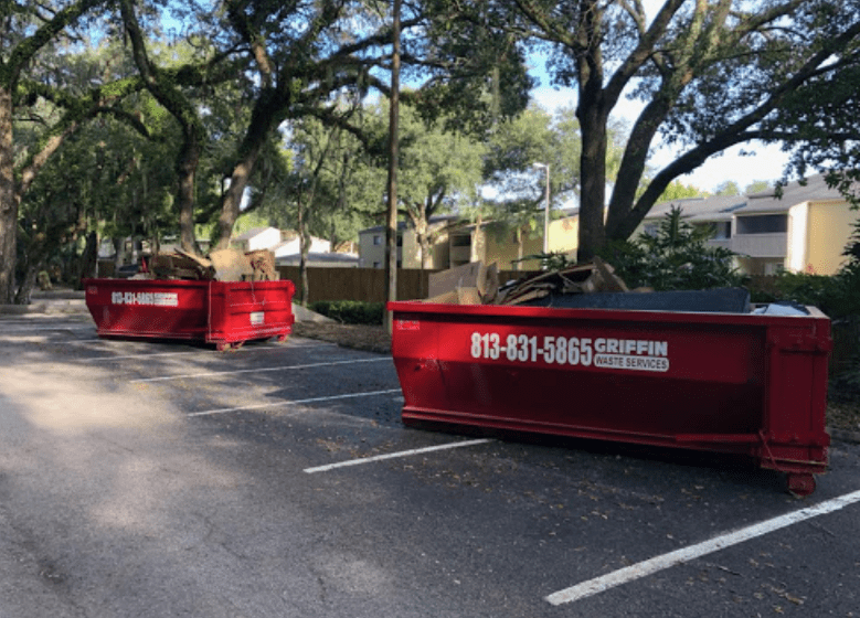 Commercial dumpster rental in South Tampa, FL.